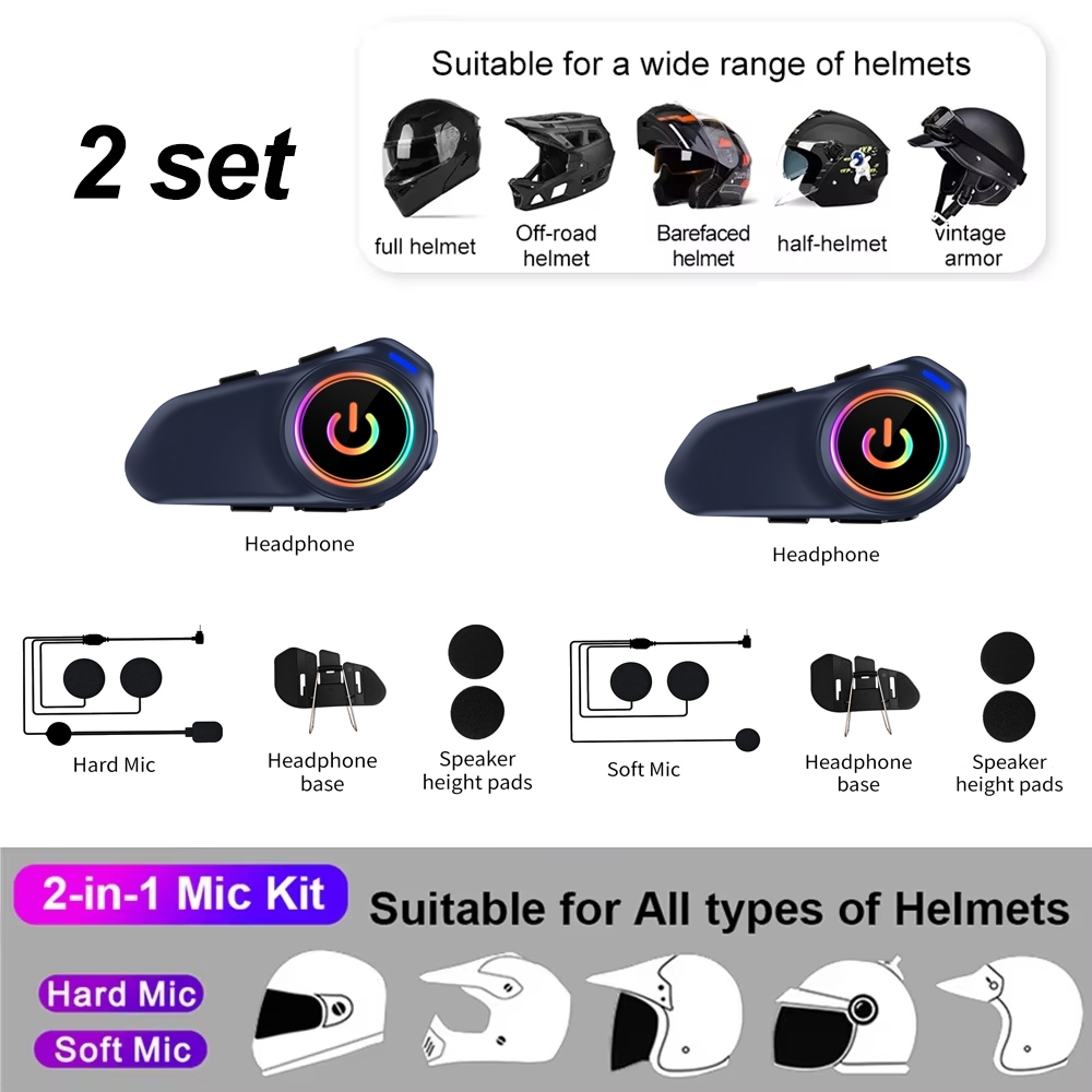 G1 Motorcycle Helmet Intercom Headset RGB Light Intercomunicador 500 ...