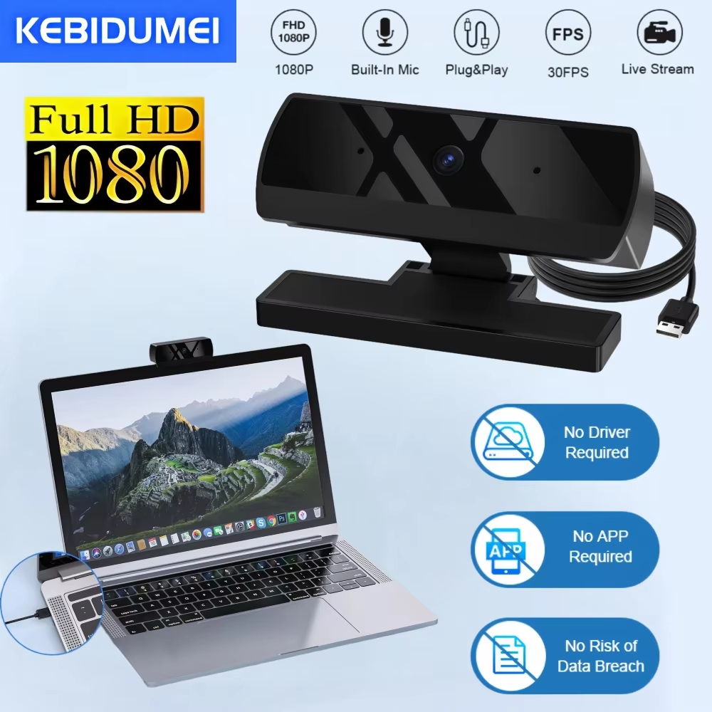1080P Full HD Mini Webcam USB Camera with Built-in Microphone for ...