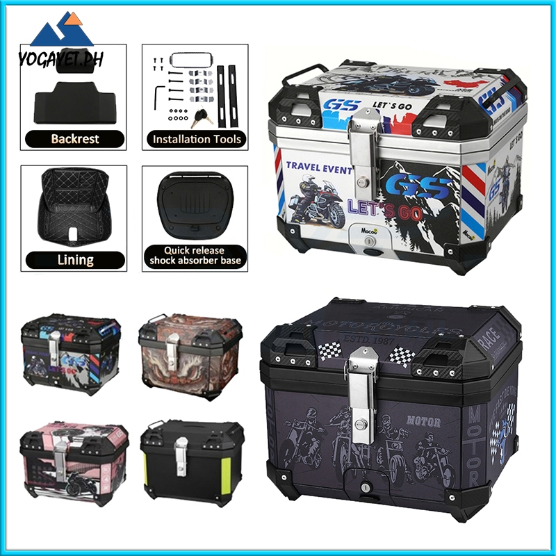 YOGAYET Motorcycle Top Box Motorcycle Box 45L Motorcycle Waterproof ...