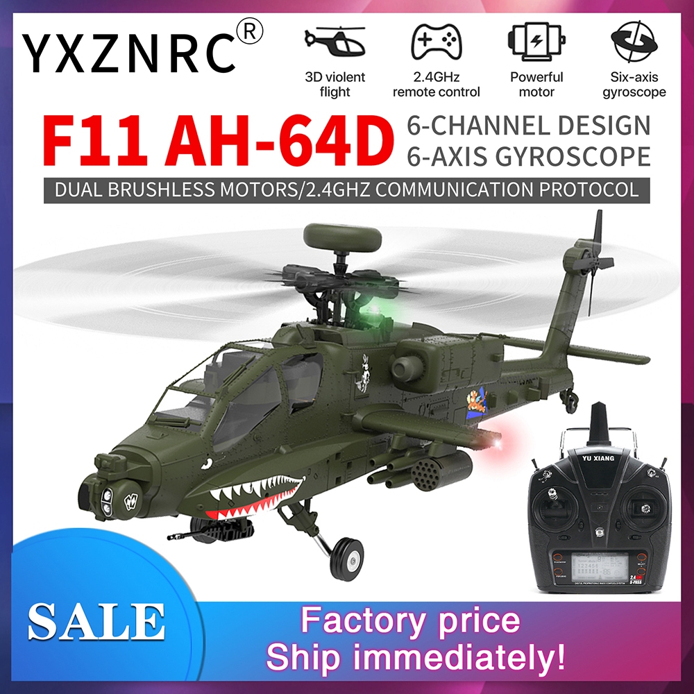 YXZNRC F11 AH-64D Apache RC Helicopter with 6-Axis Gyro 2.4G 6CH 1:32 ...