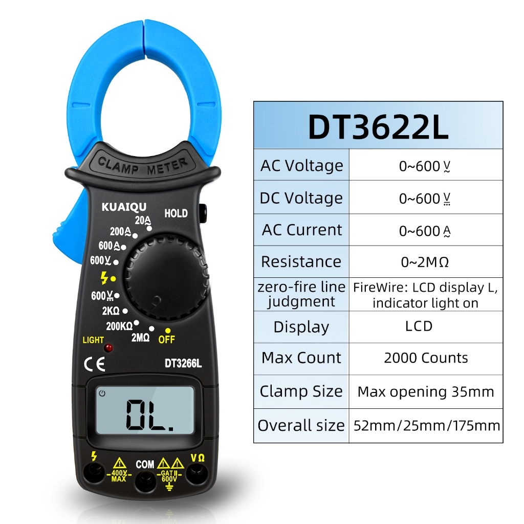 KUAIQU Professional Multimeter AC 600A Digital Pinza Amperimétrica ...