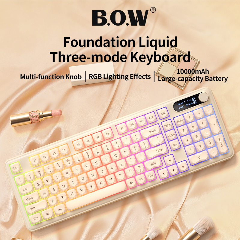 BOW K960 Series Tri-mode Backlight Wireless Keyboard Rechargeable ...