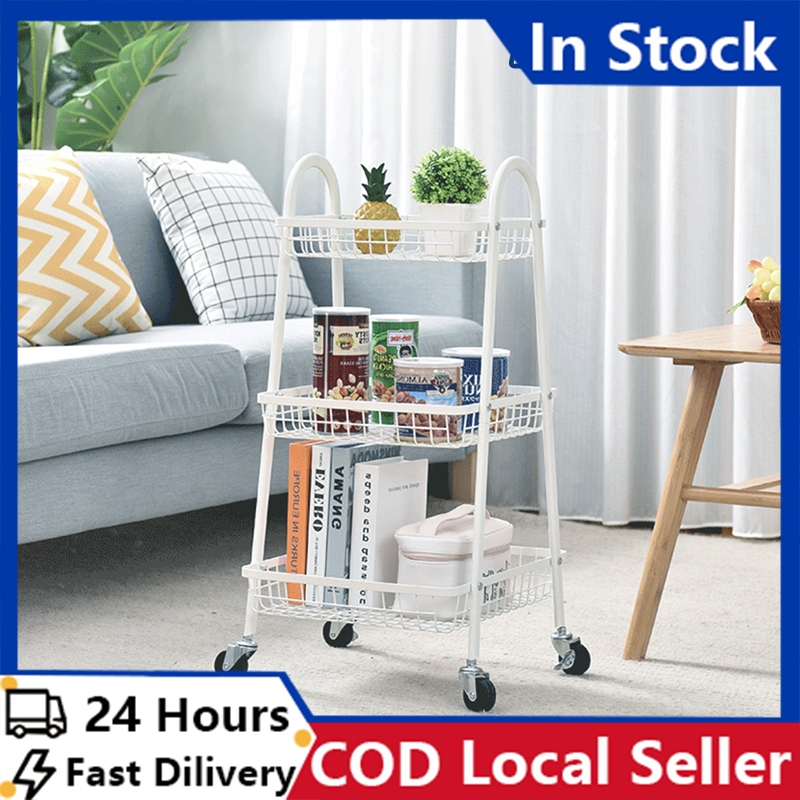 Muti-Purpose Storage Rack Metal Trolley Cart Organizer With Wheels 3 ...