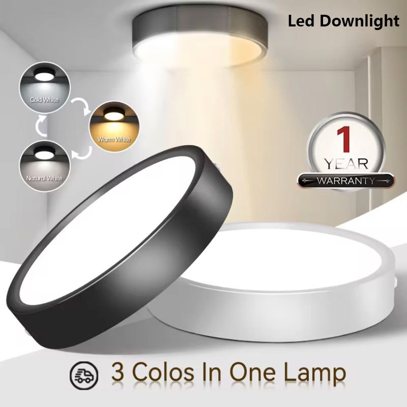 LED Downlight Ceiling Lights Tricolor Dimming Downlights Surface ...