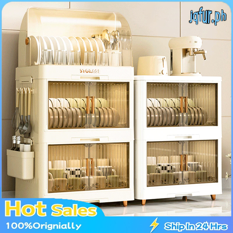 Kitchen Dish Rack Storage Cabinet Foldable Dish Drainer Drying Rack ...
