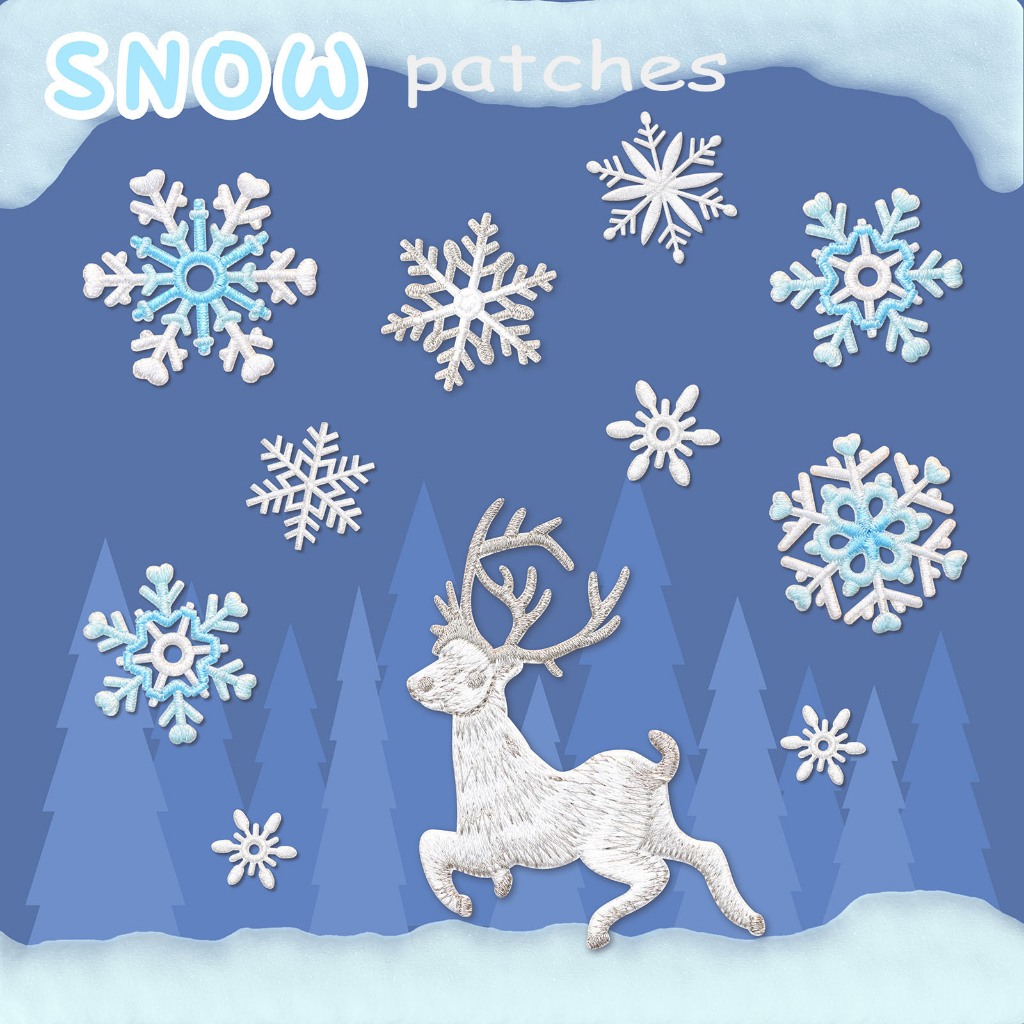 (Self-Adhesive Style) Snow White Deer Embroidered Cloth Stickers Cloth ...