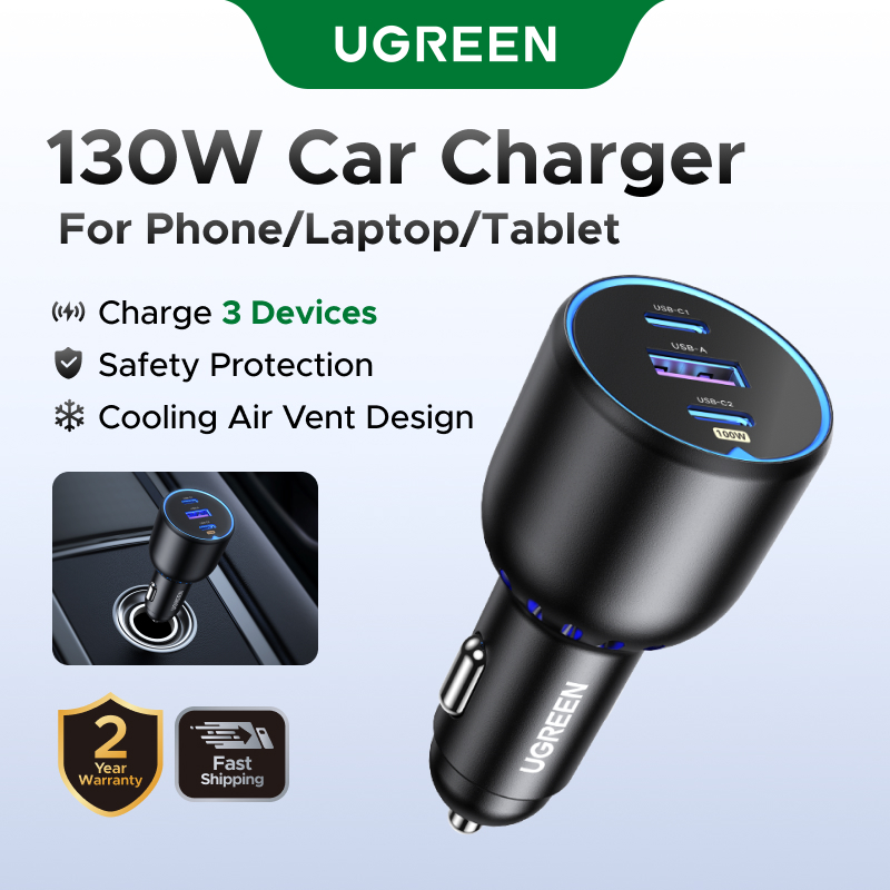 UGREEN 130W Car Charger Quick Charging PD3.0 Fast USB Type C Car Phone ...