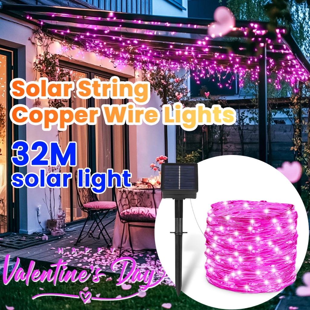 NEW 32M Solar Outdoor Fairy Lights Waterproof 32M Christmas Lights LED ...