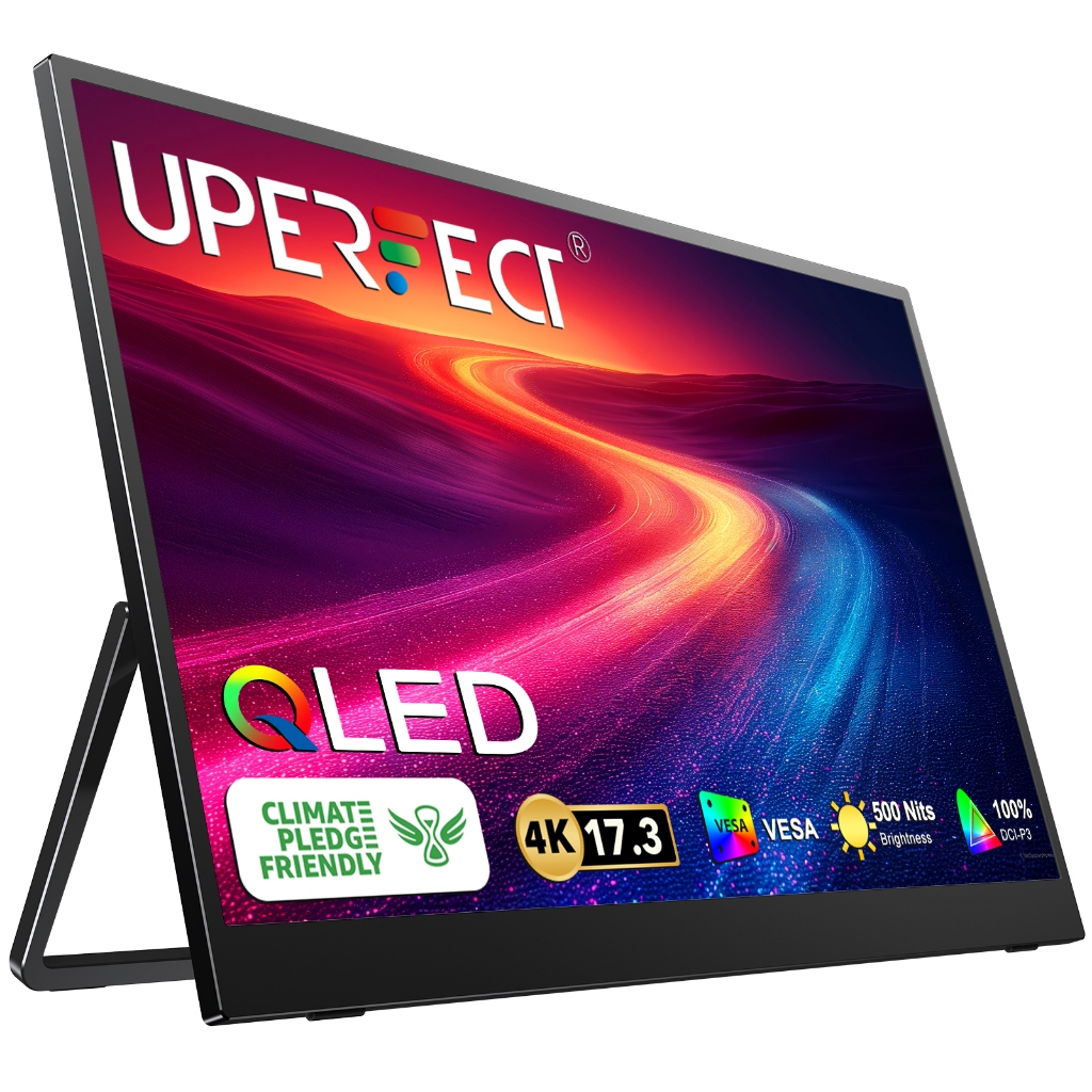UPERFECT Portable Monitor 17 Inch 144 Hz, Portable Monitor Mobile Display with 1920 x 1080 Full HD IPS Screen HDMI 2 USB C for PC Mobile Phone Laptop