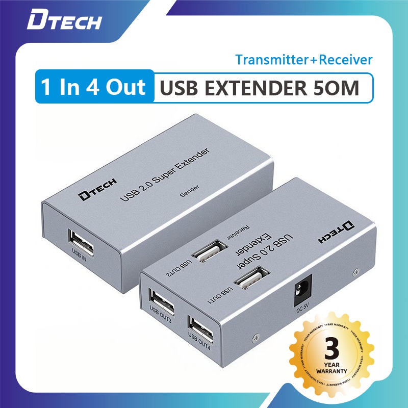 DTECH USB2.0 4 Ports Extender 50M/100M Plug And Play Supports Standard ...