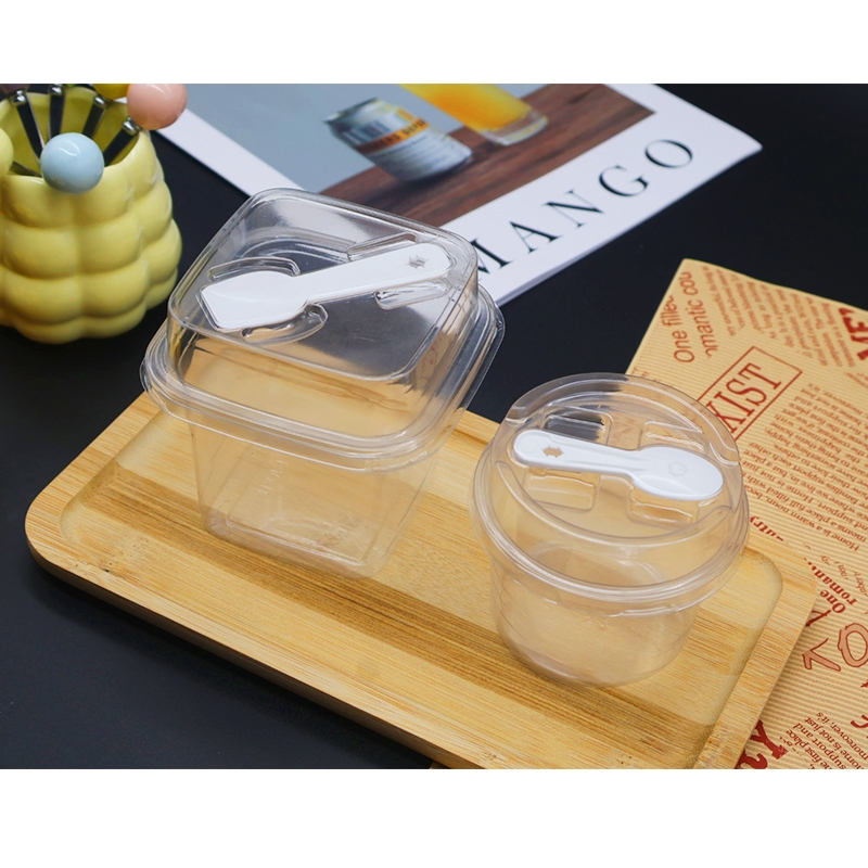 50Pcs 220ML/340ML Disposable Square Mousse Hight Lid Dessert Box Clear ...