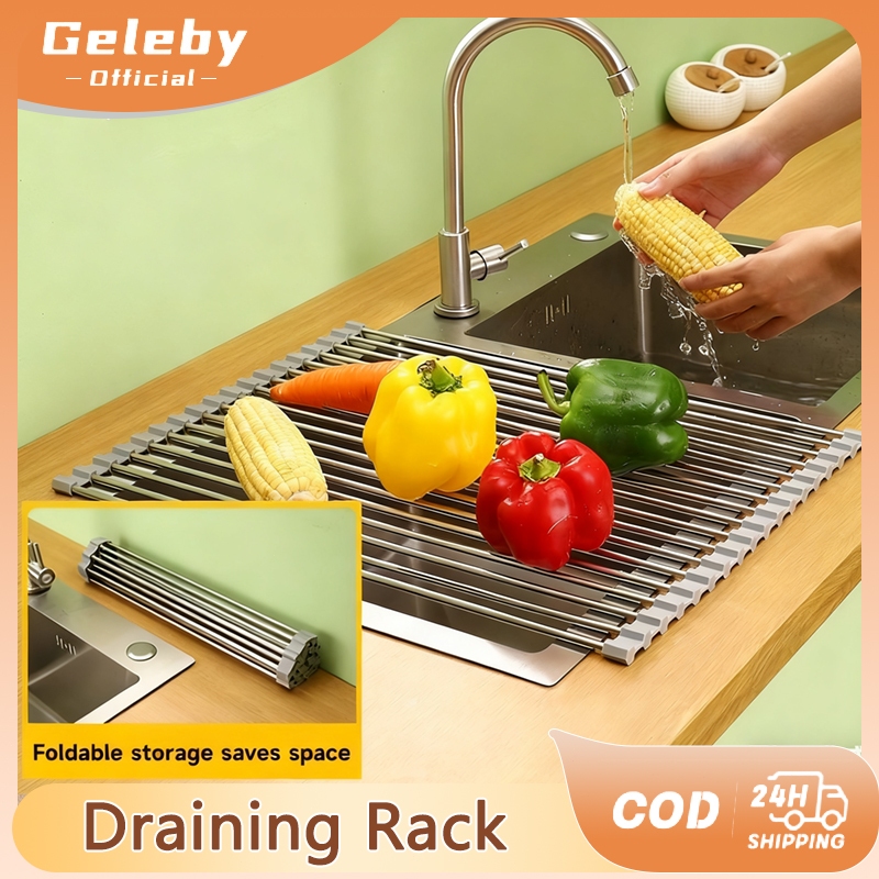 Geleby Foldable Roll-Up Dish Drying Rack Drainer for Kitchen | Shopee ...