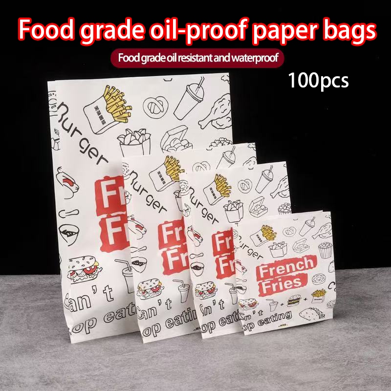【COD】100Pcs French Fries Wrapper Greaseproof Paper Bag Disposable Food ...