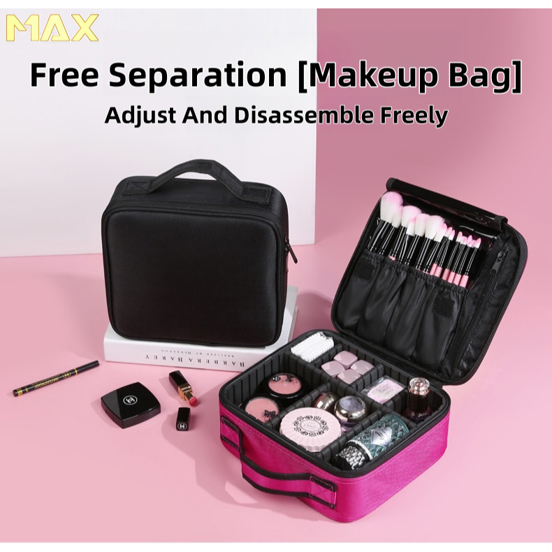 Large Capacity Professional Partition Makeup Bag Portable Double Layer  Storage Bag Multi-Functional Portable Makeup Box