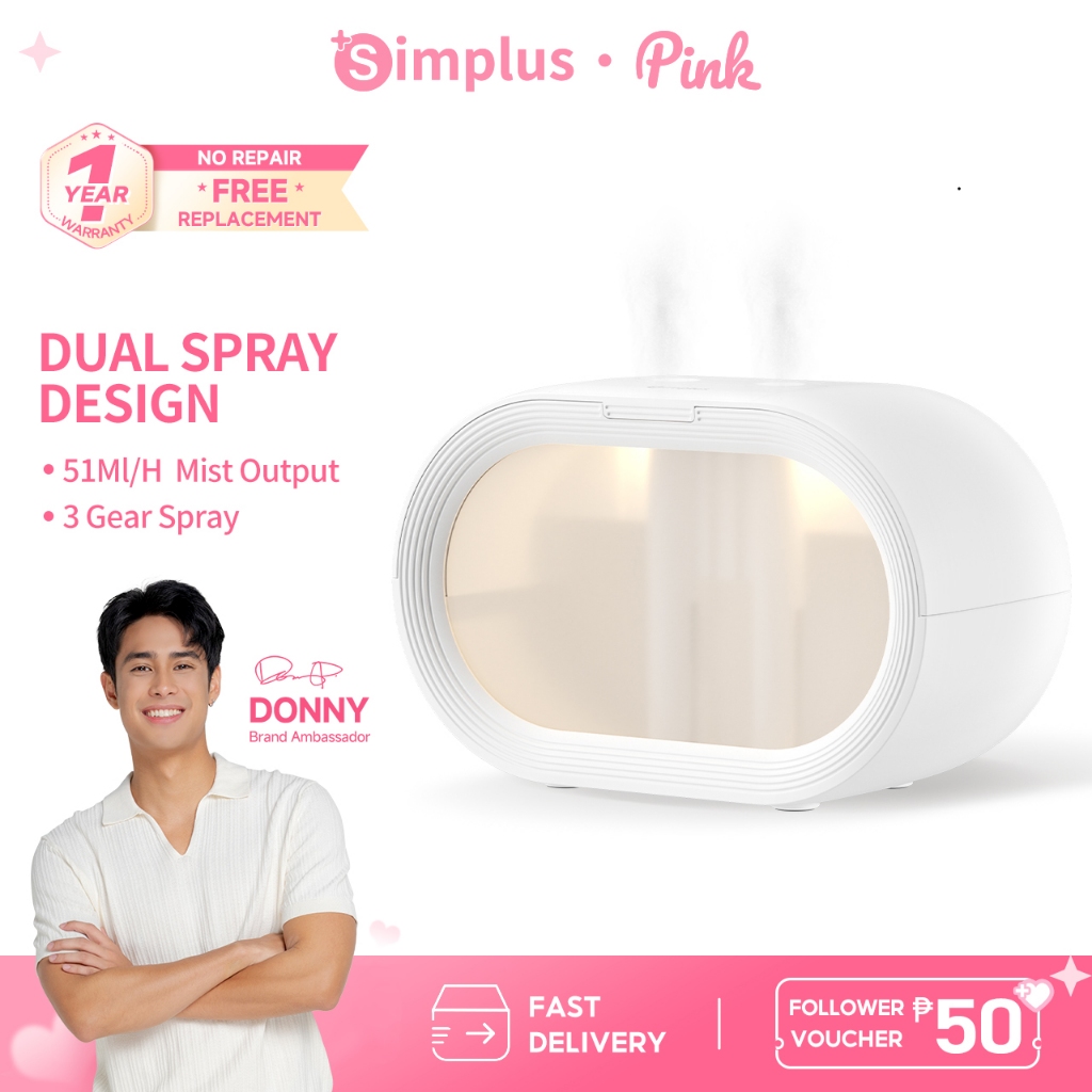 Simplus Humidifier Small Desktop Dual-Spray Humidifier with Ambient ...