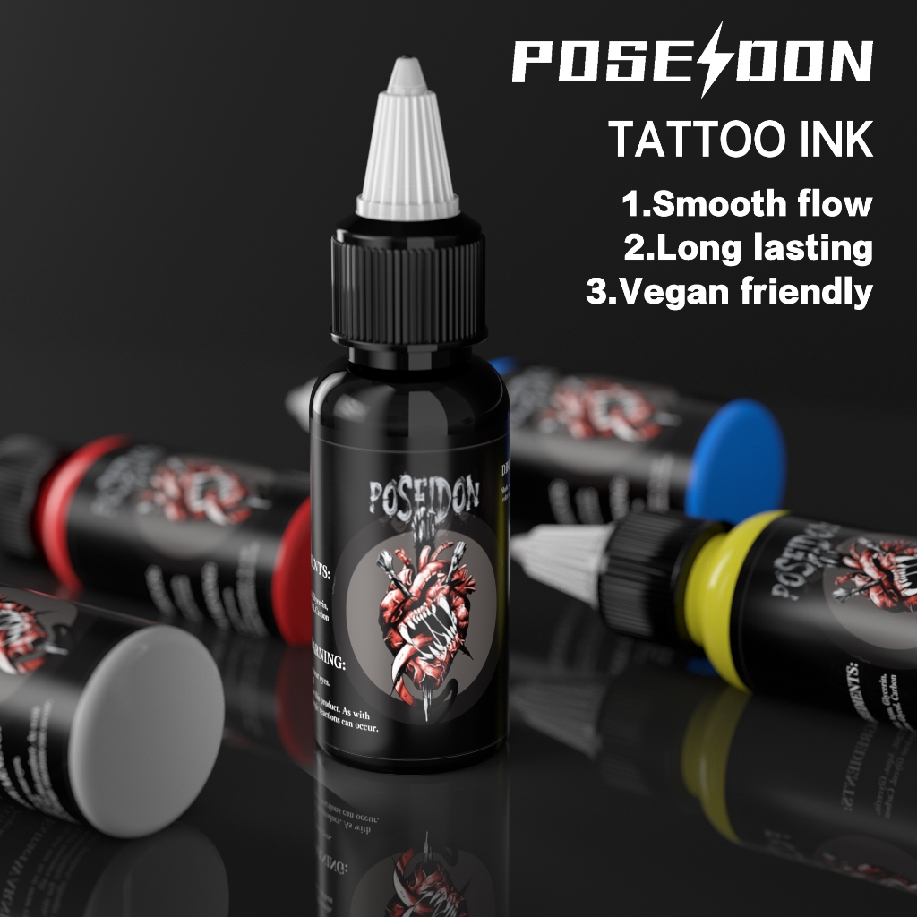 POSEIDON Tattoo Ink – 1 oz Semi-Permanent Tattoo Ink, 30ml Cosmetic ...