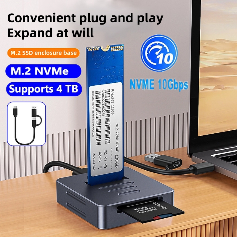 4TB SSD Enclosure M.2 NVMe Case SSD Docking Station 10Gbps Read Writing ...
