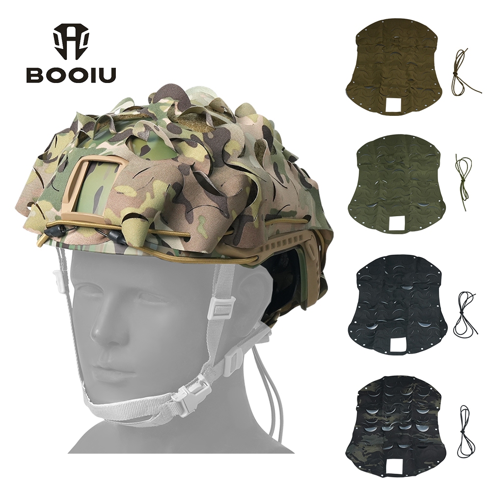 BOOIU Tactical Helmet Cover 3D Camo Laser Cut Drawstring Helmet Cloth ...