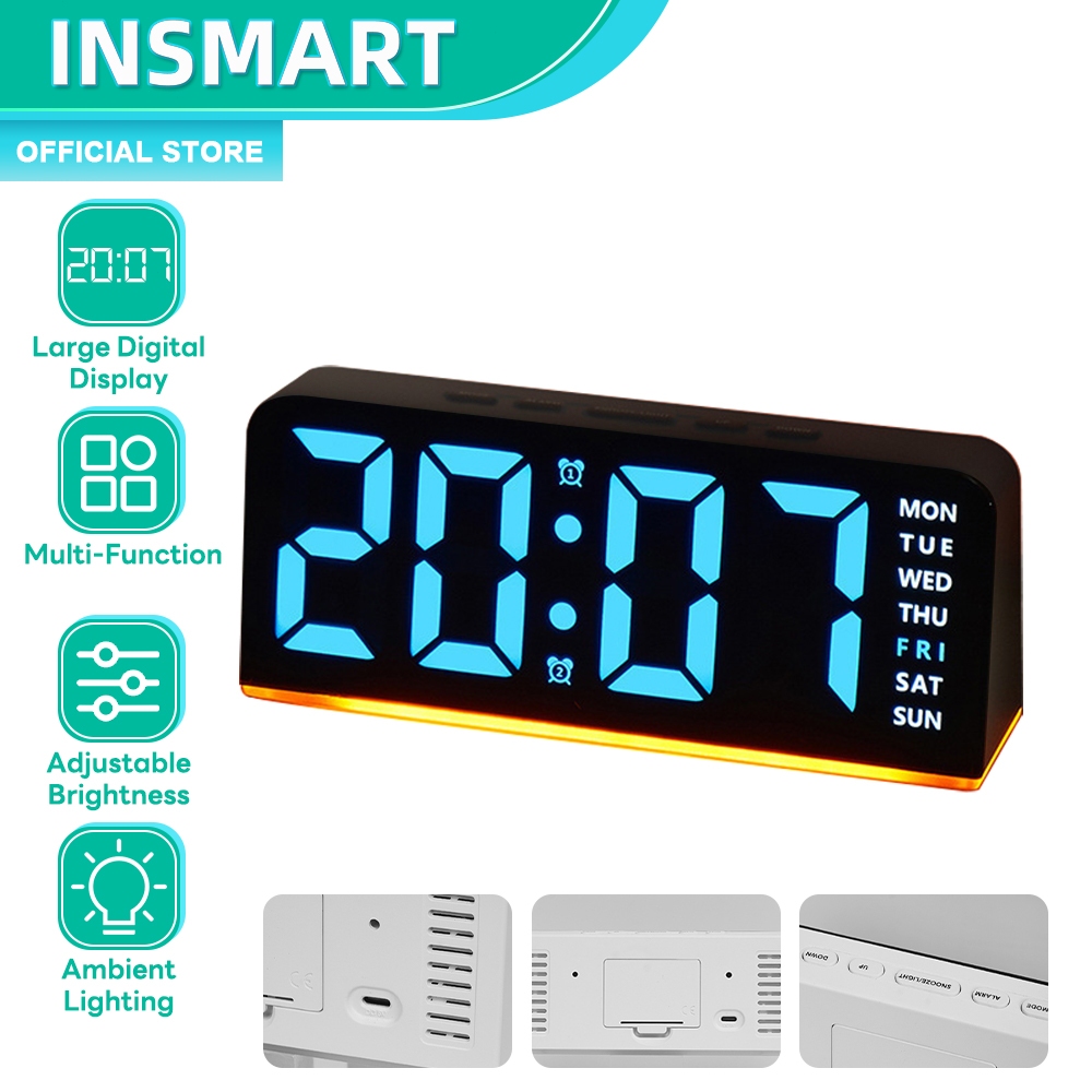 INSMART Multifunctional Electronic Clock With Ambient Light Date ...