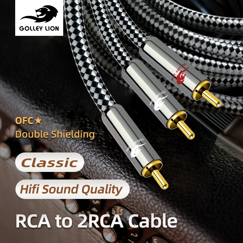 GOLLEY LION RCA Y-Adapter, 1 RCA Male to 2 RCA Male Y Splitter Digital ...