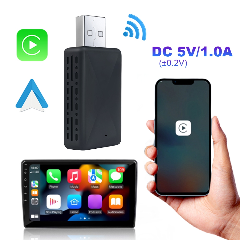 2in1 Wired to Wireless CarPlay Android Auto Adapter for OEM Car Stereo ...