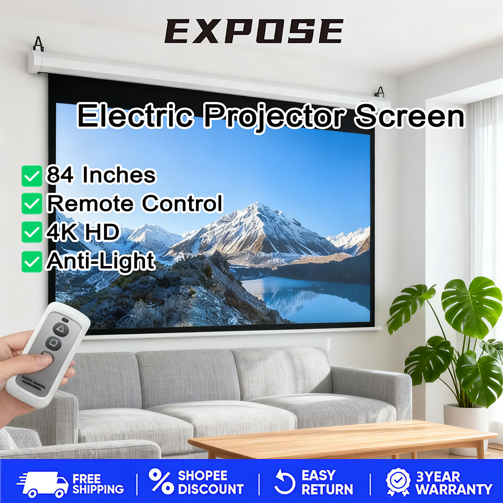 84 inch Fiber Screen Auto Electric Projector Screen with Remote Control ...