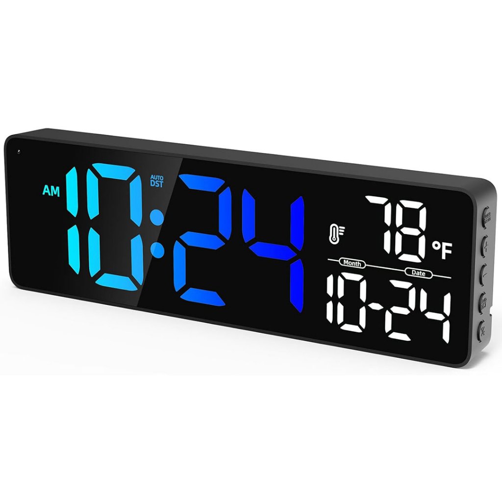 Large LED Digital Wall Clock 13 Inch with Date, Temperature, Auto ...