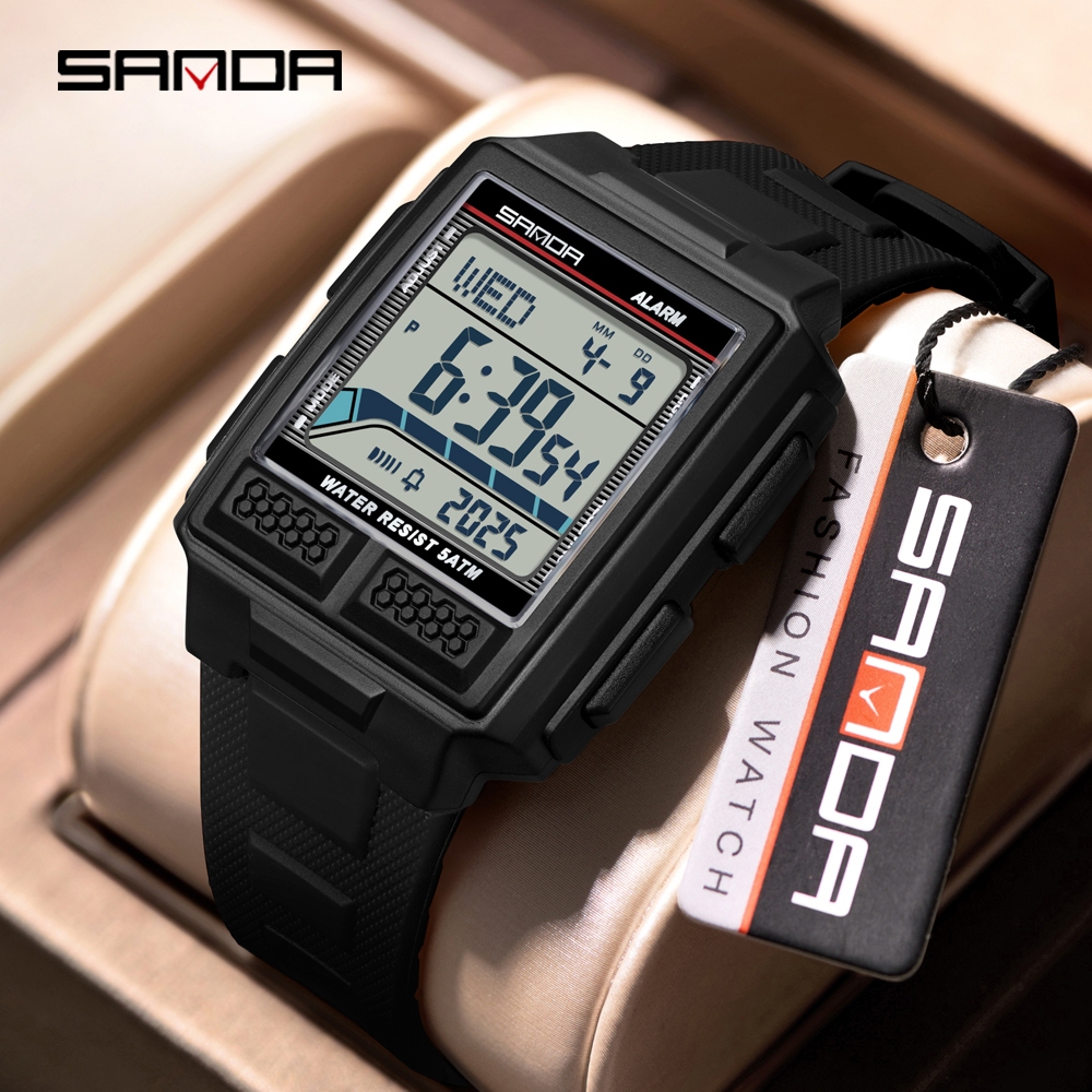 Sanda 2212 Electronic Watch Fashion Trend Multi functional Alarm Clock ...