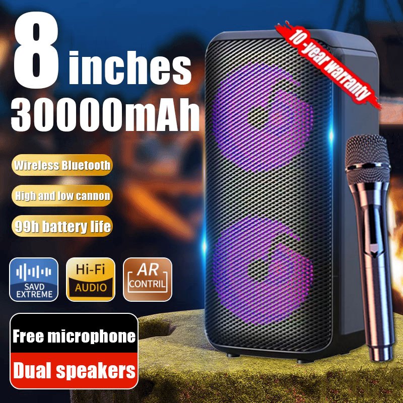 【The gift for Christmas】Karaoke Stereo Dual 8Inches Portable Karaoke ...