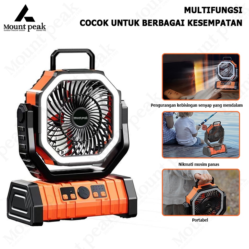 20000mAh rechargeable battery-powered fan with light and 3 high-speed ...