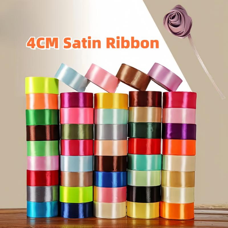 4cm 25 Yards/Roll Satin Ribbon Roll Gift Packaging Ribbon Flower Making ...