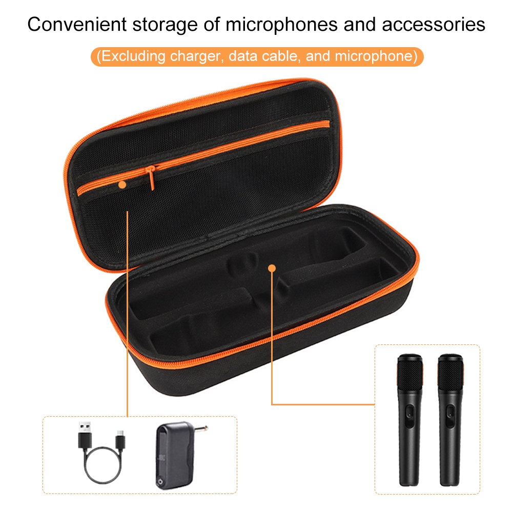 Portable Wireless Microphone Storage Bag EVA Protect Box Dual Mic Carry ...