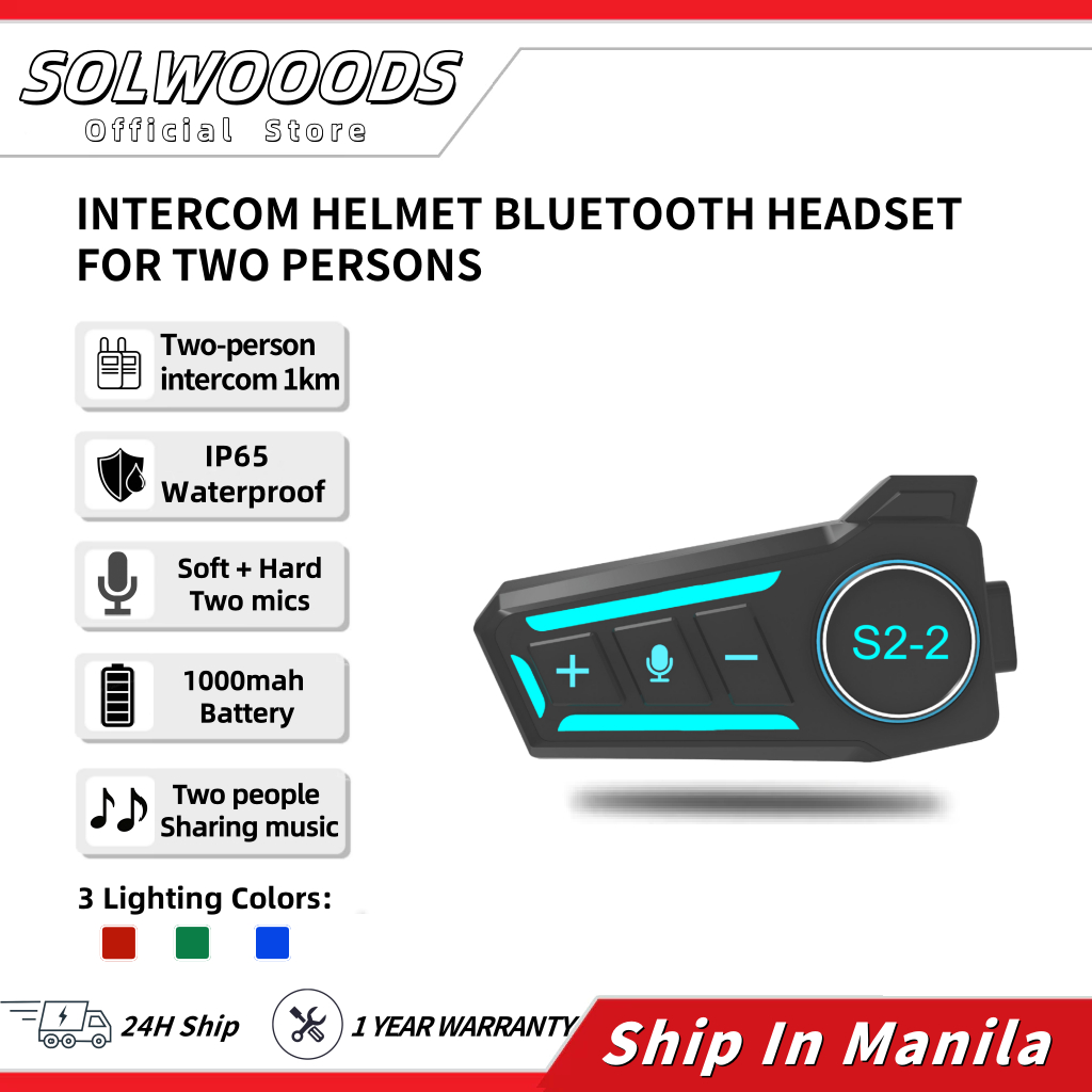 [24H SHIP] Motorcycle Intercom 2 Riders Music Sharing Helmet Headset ...
