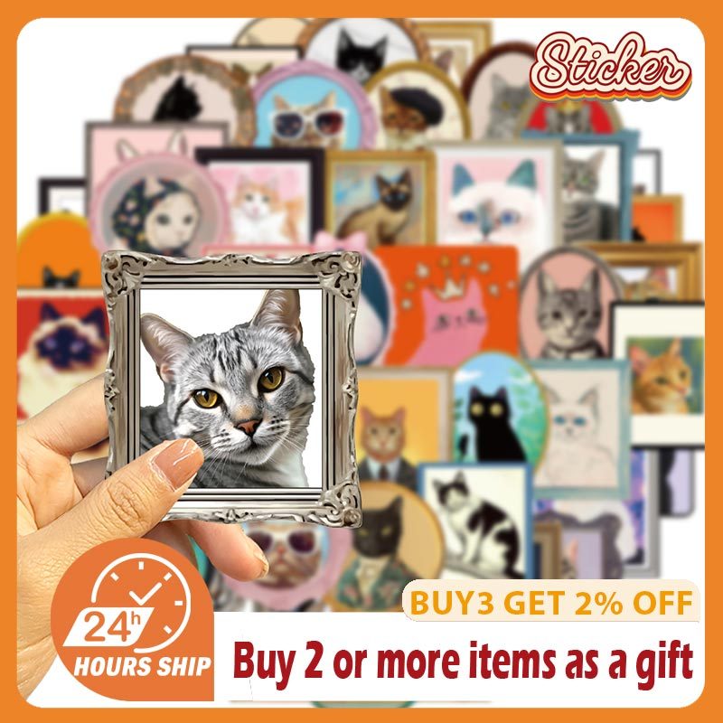 50pcs Cute Meme Cat Stickers Graffiti DIY Phone Luggage Laptop Guitar ...