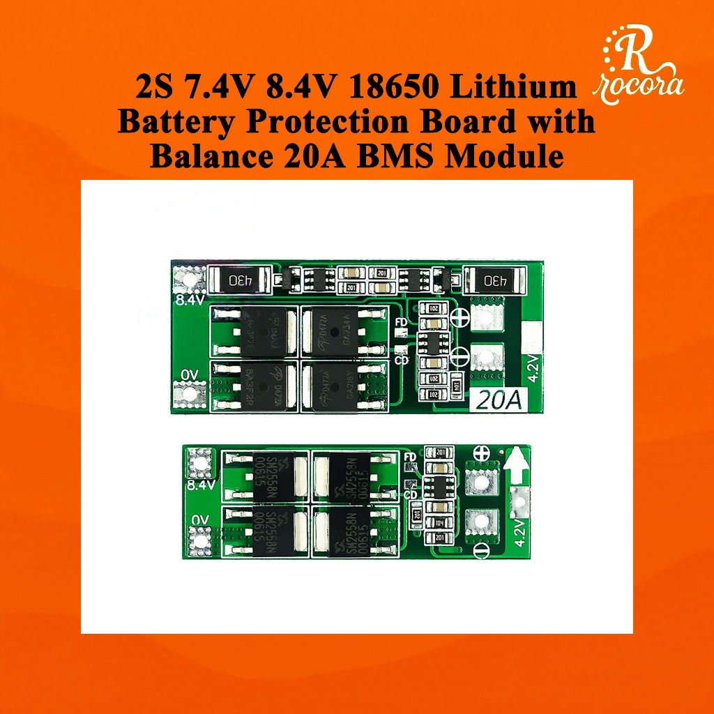 2S 7.4V 8.4V 18650 Lithium Battery Protection Board with Balance 20A ...