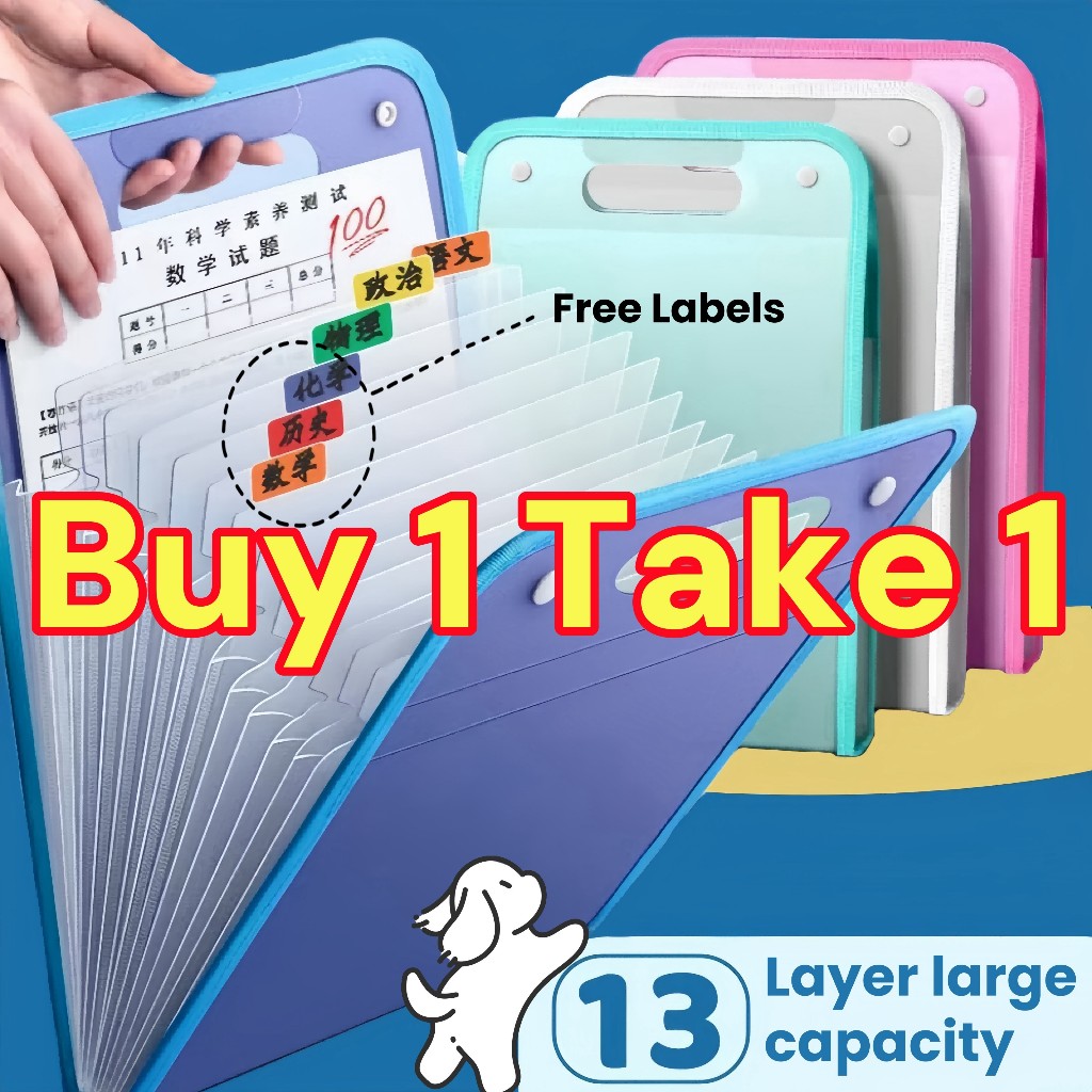 【New Style】13-Layer Handle Folder Long File Organizer Expanding File Folder Portable Folder Bag With Handle | Shopee Philippines