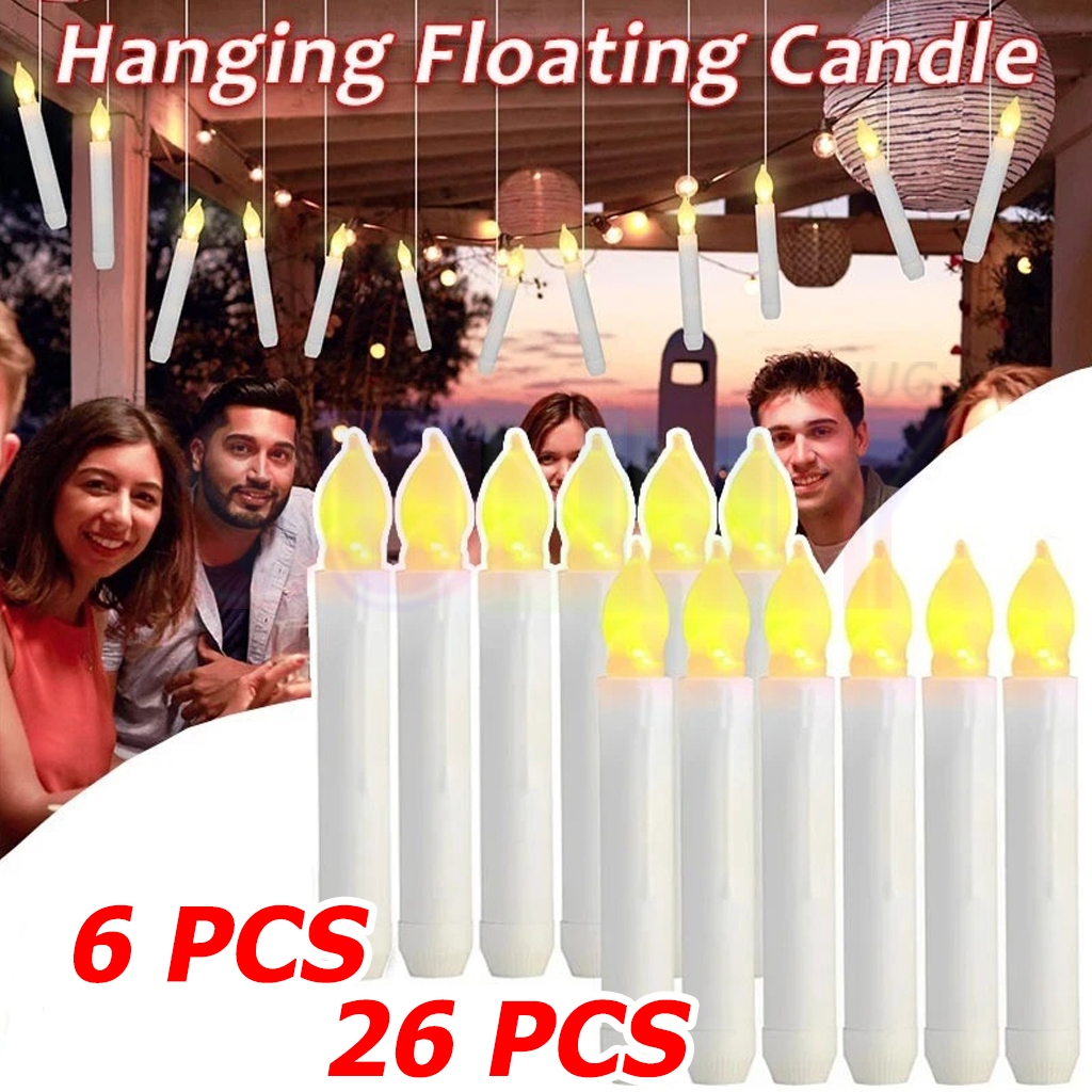 Hanging Floating Candles with Wand Remote 6/26PCS Flickering Flameless ...