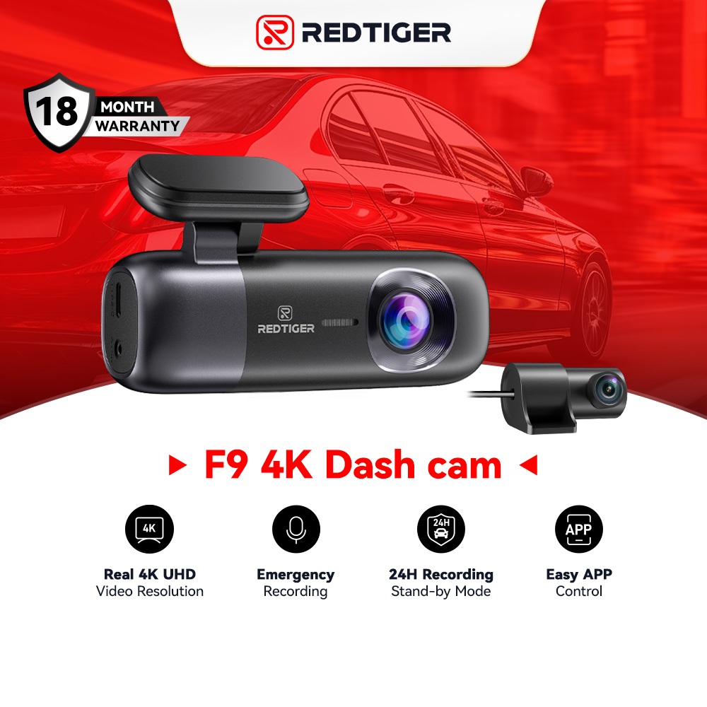 REDTIGER F9 4K Front & Rear Dash Cam, WiFi, GPS, Night Vision, Parking ...