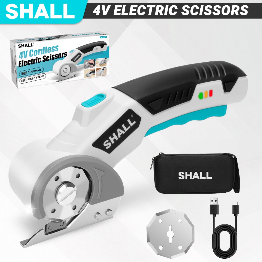 SHALL 4V Cordless Electric Scissors Rechargeable Cardboard Cutter ...