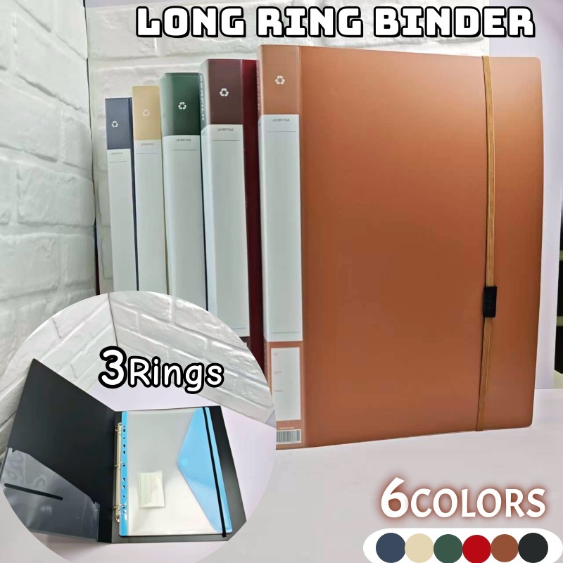 Long Ring Binder with Strap Arch File Paper Organizers Loose Leaf ...