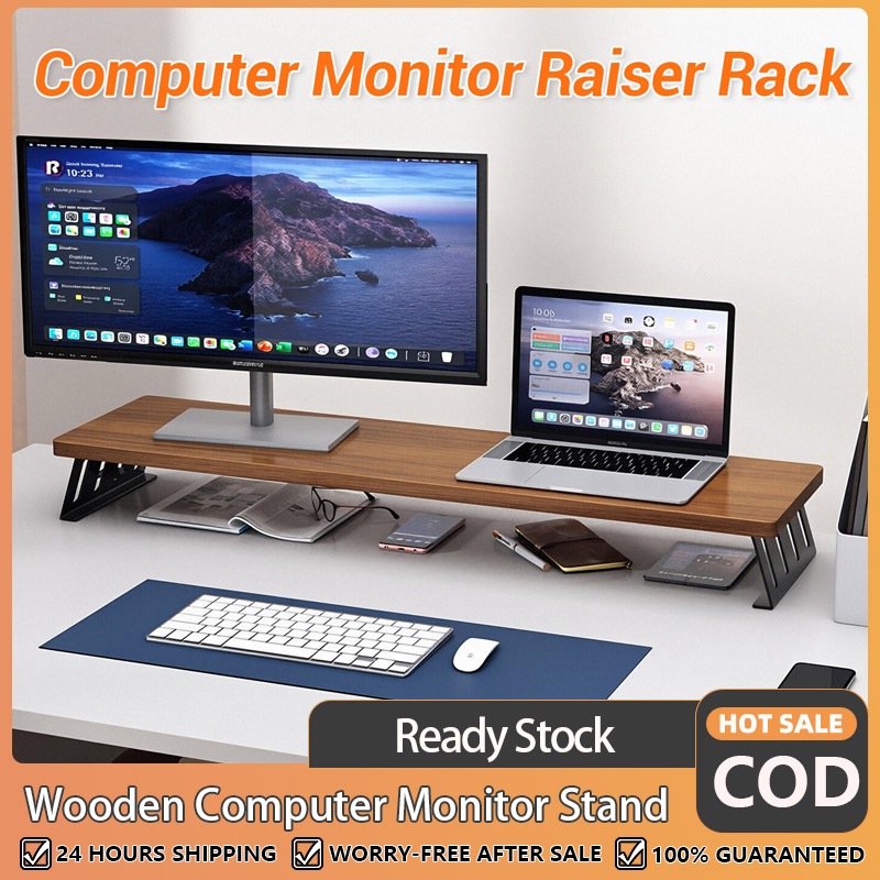 60/80cm Wooden Computer Monitor Stand Desk Organizer Shelf Display ...