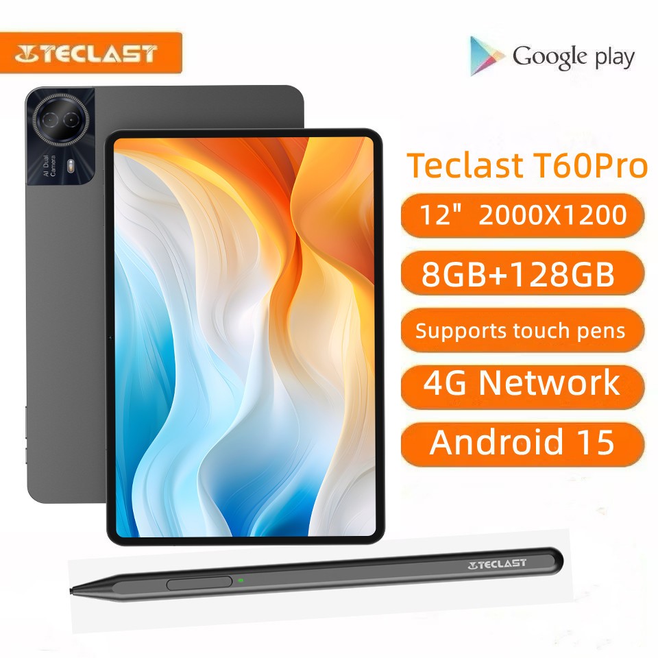 Teclast T60Pro Tablet PC Android 15 8GB+12GB RAM 128GB ROM 12 inch(18W ...