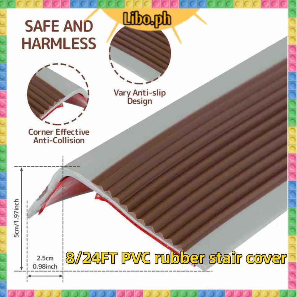 (Self-adhesive) 8/24FT PVC rubber stair cover/non-slip rubber stair ...