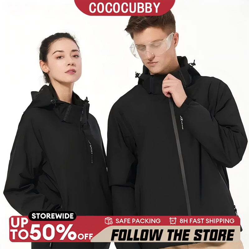 COCOCUBBY Waterproof Jacket Unisex Windbreaker Hooded Jacket Plus Size ...