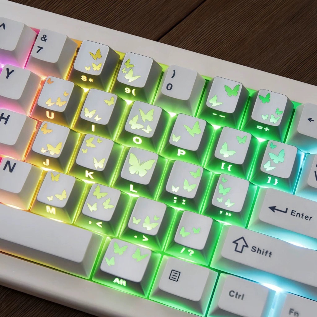 Butterfly Heart Keycaps Cherry profile Shine Silver light through 21 ...