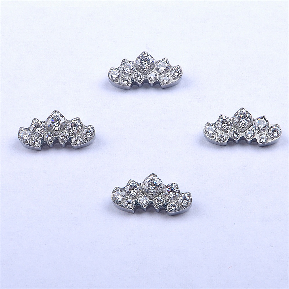 ASTM-F136 Titanium Curved Cluster Prong Set CZ Ends Titanium Threaded ...