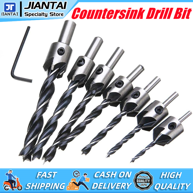 7Pcs 5 Flute HSS Countersink Drill Bit Set Screw Tool 3mm-10mm ...