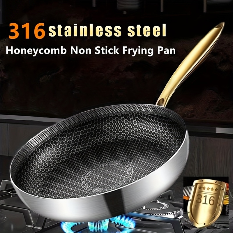 316 Stainless Steel Frying Pan Wok Non-stick Honeycomb Pot Home Steak ...