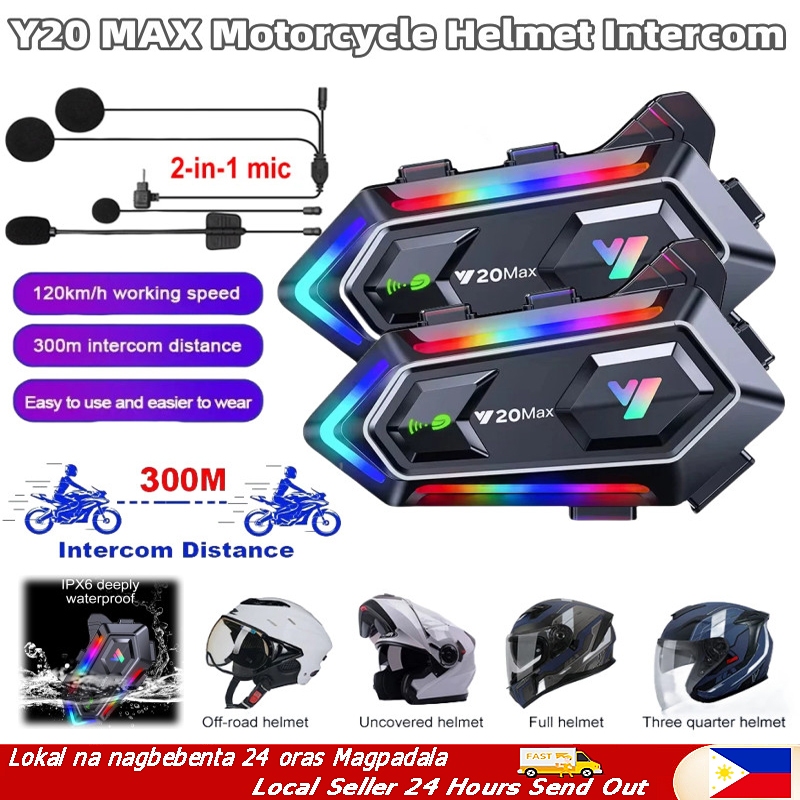 (PHI Stock) Y20MAX soft and hard microphone Waterproof Bluetooth Helmet ...