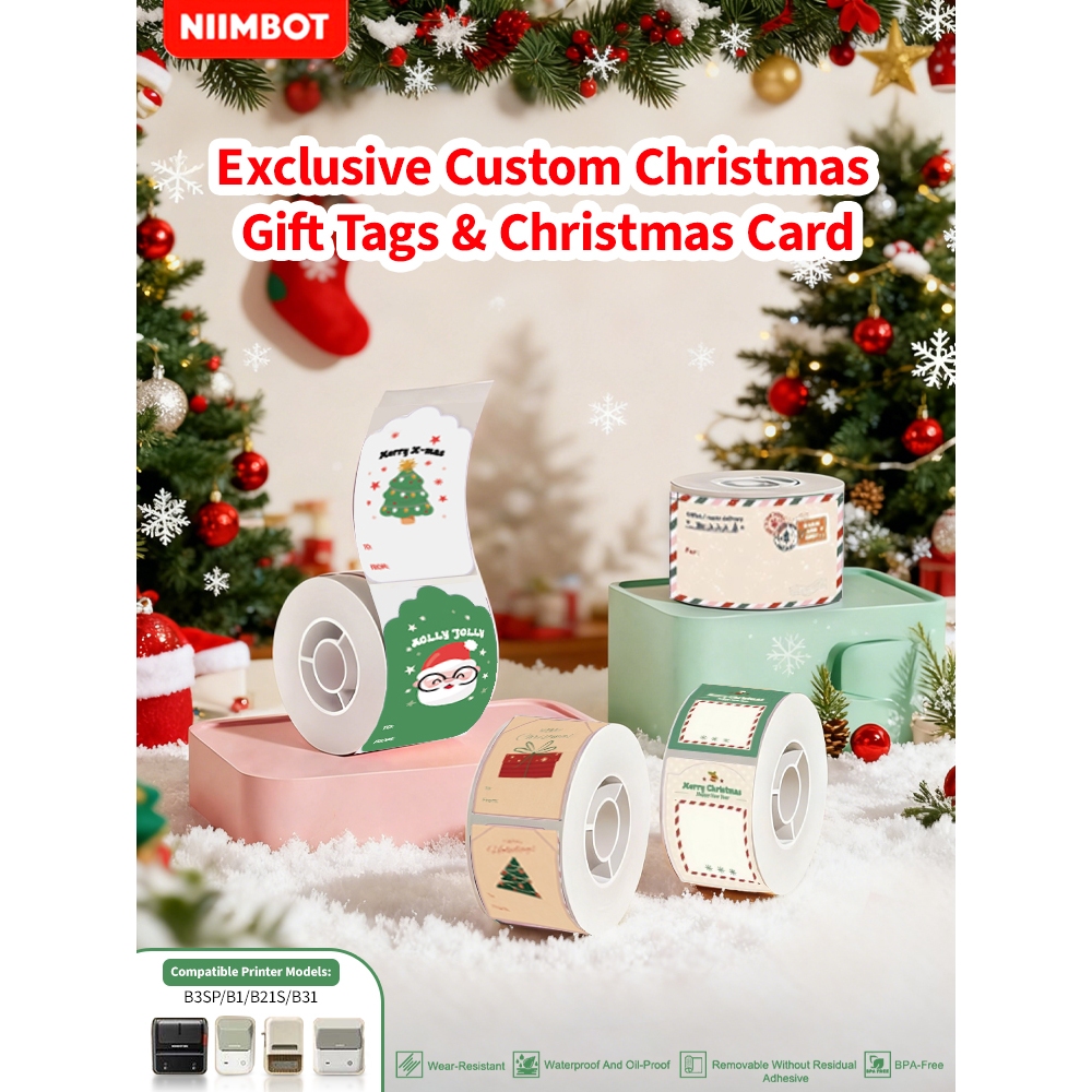 NIIMBOT B1/B21Pro/B31 Multi-Design Roll Christmas Label Stickers ...